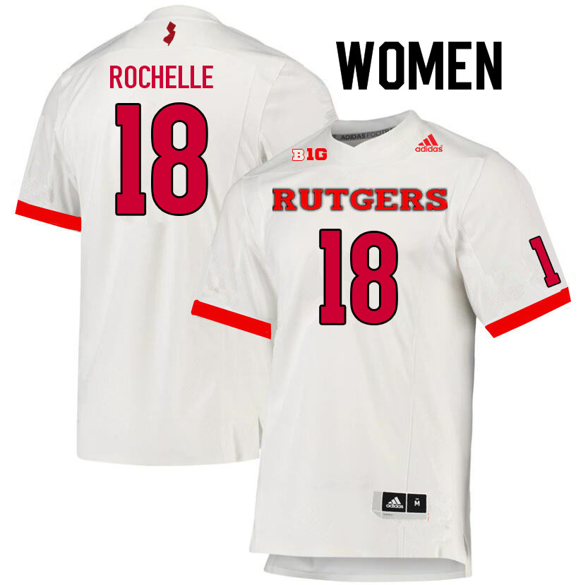 Women #18 Rashad Rochelle Rutgers Scarlet Knights College Football Jerseys Sale-White